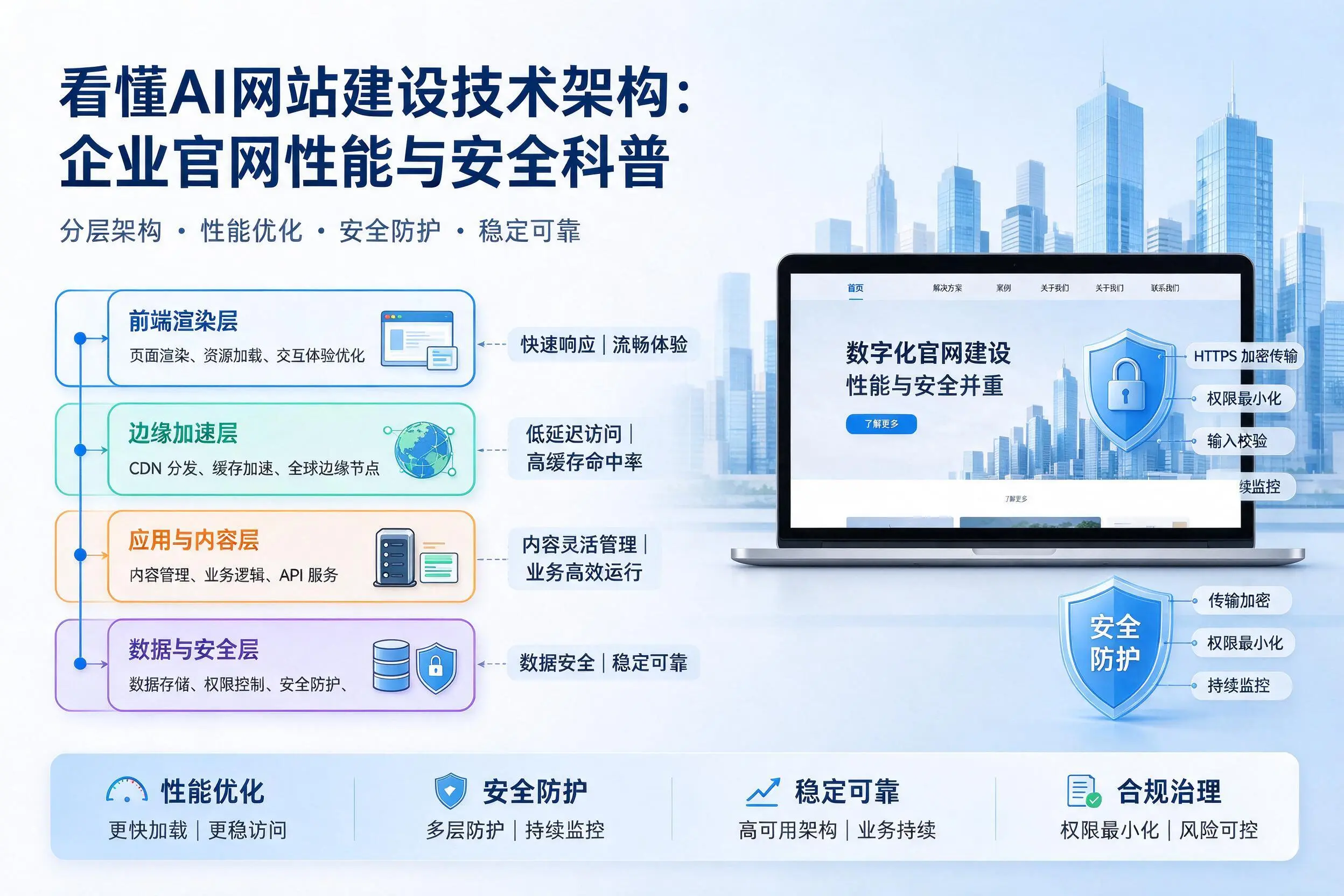 看懂AI网站建设技术架构：鞍山企业官网性能与安全科普