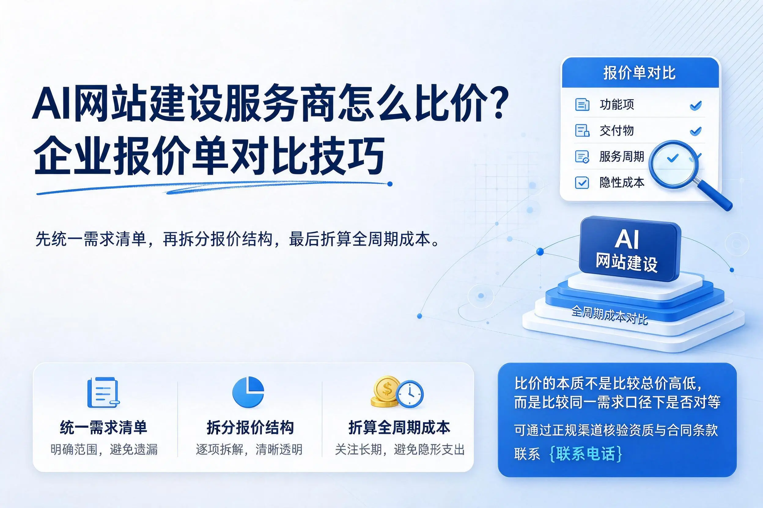 AI网站建设服务商怎么比价?鞍山企业报价单对比技巧