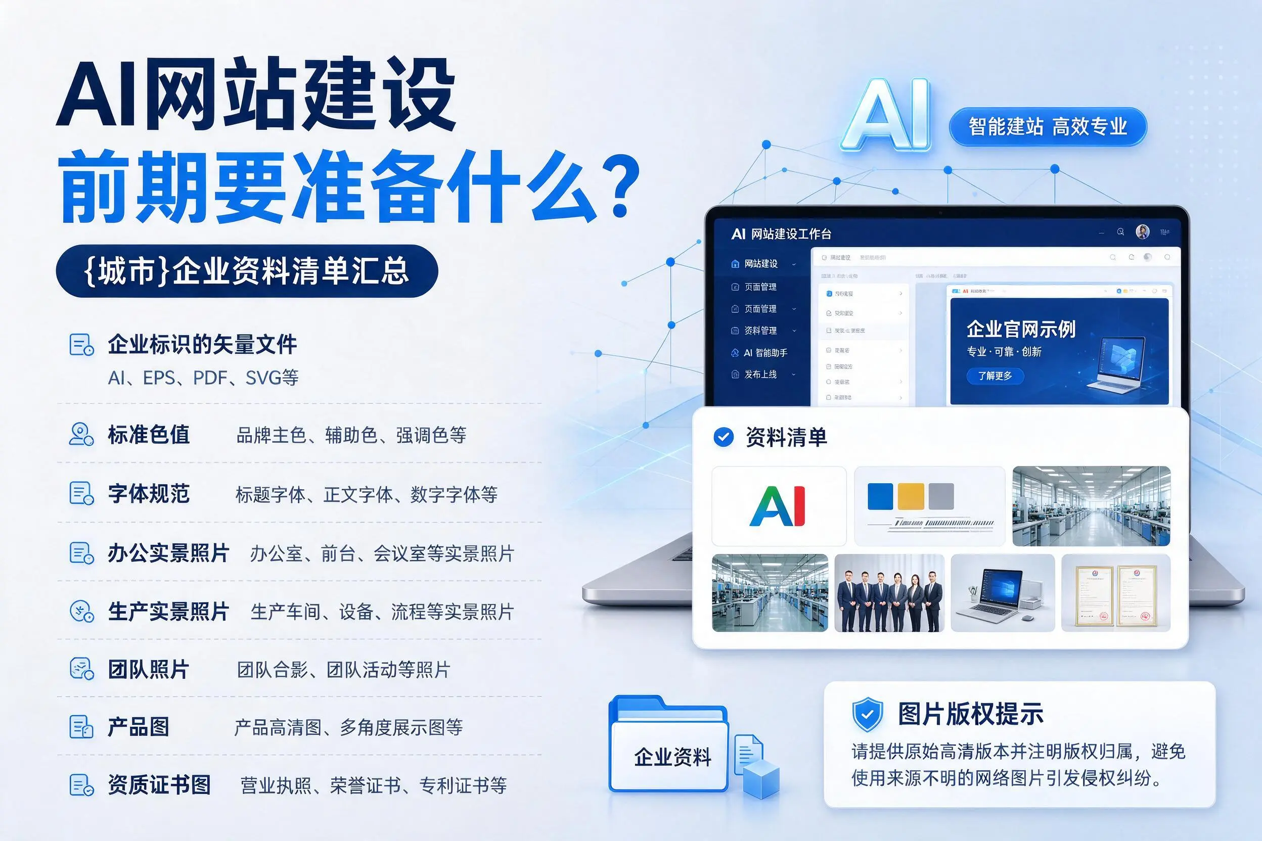 AI网站建设前期要准备什么？鞍山企业资料清单汇总