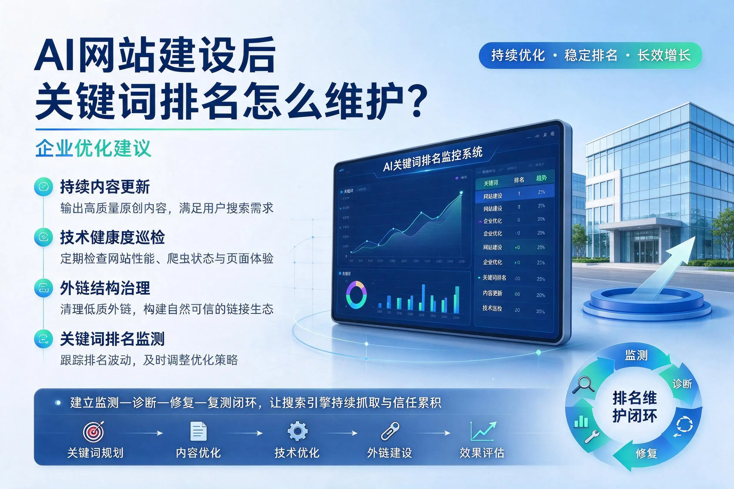 AI网站建设后关键词排名怎么维护?鞍山企业优化建议