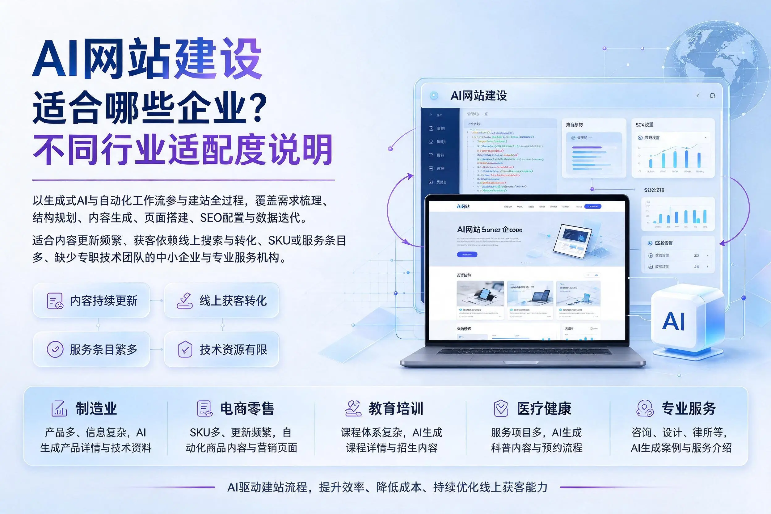 AI网站建设适合哪些企业?鞍山不同行业适配度说明